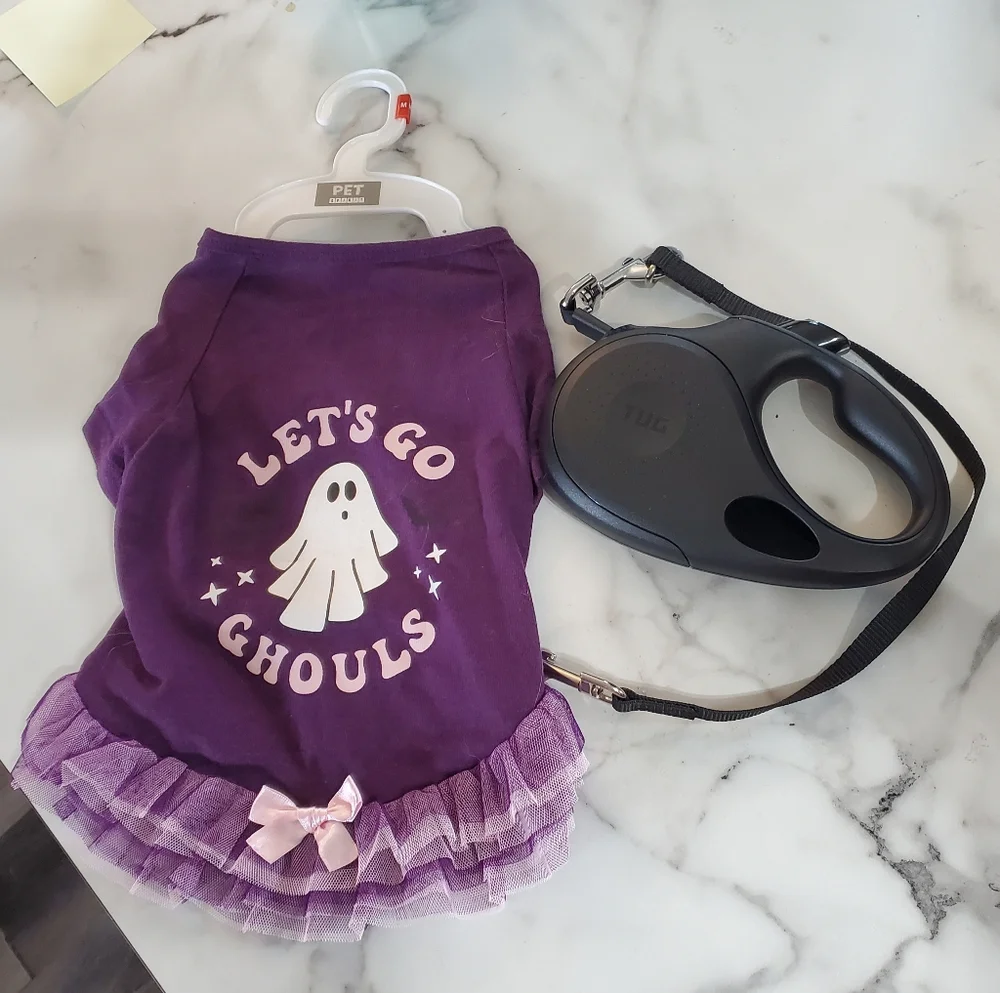 Let's Go Ghouls Shirt & Retractable Leash Dog bundle
